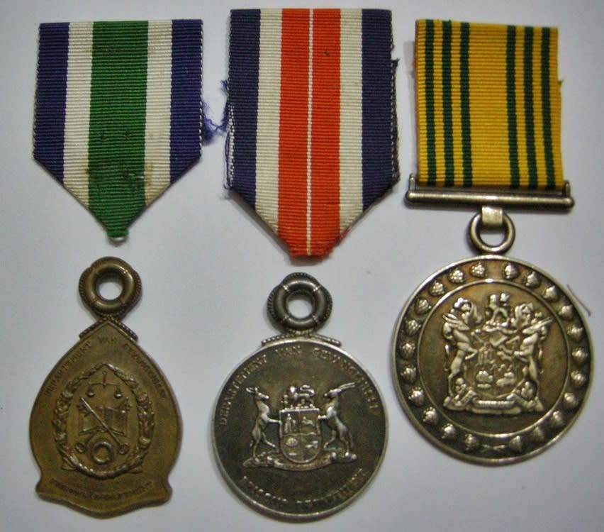 Full Size Prison Service Medal Trio Named to 5027-J A/O R. M. Rabe (SEE DESCRIPTION)