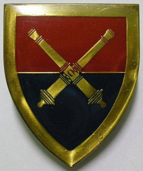 Shoulder Flash SA School of Artillery Gold Type Three Pins