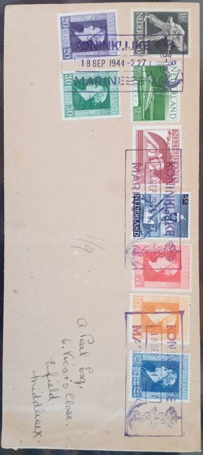 1944 Netherlands cover with Royal Navy cancel.