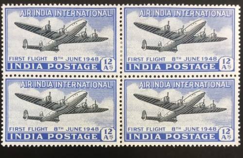 1948 India Inauguration of Air Service block of 4 x 12 Annas MLH
