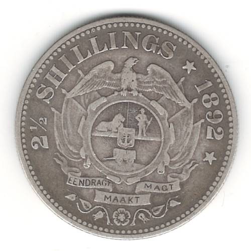 1892 ZAR 2.5 SHILLINGS - Only 16300 minted!!!