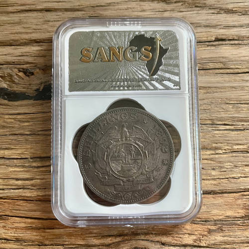 1892 ZAR 5 SHILLINGS (Single Shaft) - SANGS AU53!!!