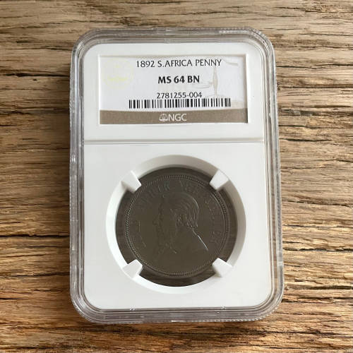 1892 ZAR PENNY - NGC MS64BN