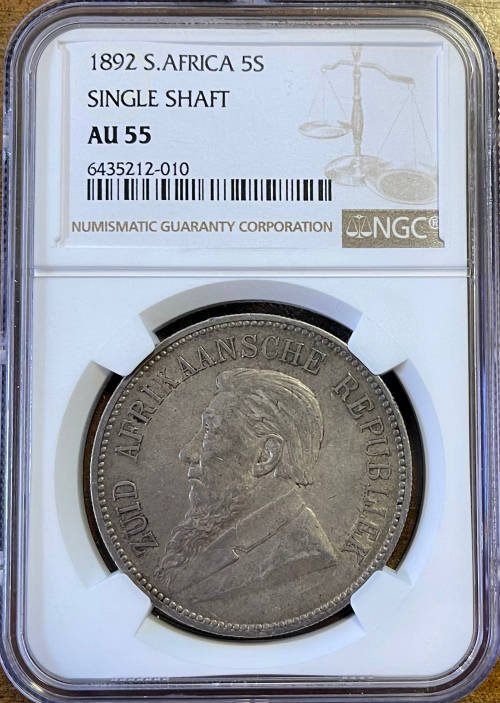 1892 ZAR 5 SHILLINGS (Single Shaft) - NGC AU55