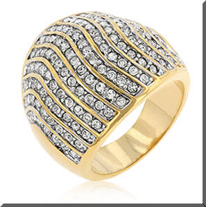 14kt GOLD BONDED PAVE CRYSTAL COCKTAIL RING IN GOLDTONE SIZE 7