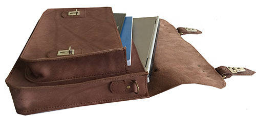 Real Leather Shoulder Briefcase,Handbag fits up to 15,6" Laptop, Apple, Mac book - Free Shipment!
