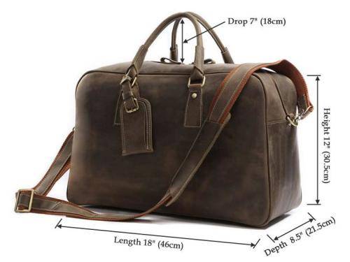 Handmade Full Grain Leather Travel Bag / Luggage / Sport Bag / Weekend Bag