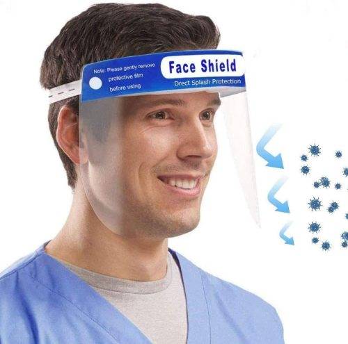 Safety Face Shield, Full Face Shield, with Protective Clear Film Elastic Band and Comfort Sponge.