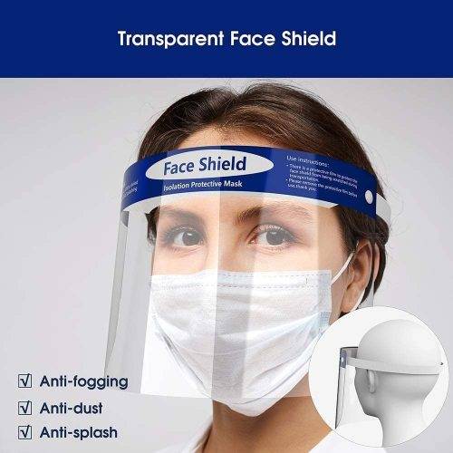 Safety Face Shield, Full Face Shield, with Protective Clear Film Elastic Band and Comfort Sponge.