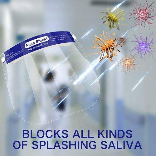 Safety Face Shield, Full Face Shield, with Protective Clear Film Elastic Band and Comfort Sponge.