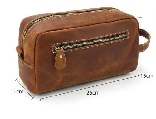 Stylish Full Grain Leather Accessory Bag | Toiletry Bag  -  keeping those must-have items organized