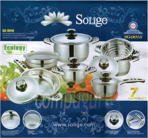 Germany High Quality Solige 16pcs Cookware set - 18/10 Stainless Steel -**Worth R6600**
