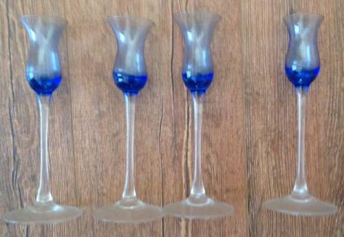 4 Blue Delicate Glass Holders- One Bid For All