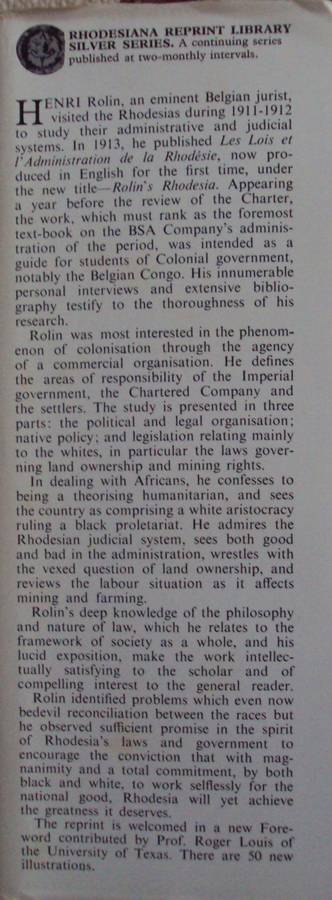 Rolin`s Rhodesia - Henri Rolin