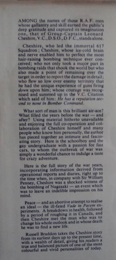 Cheshire V.C. A Study of War and Peace Russell Braddon
