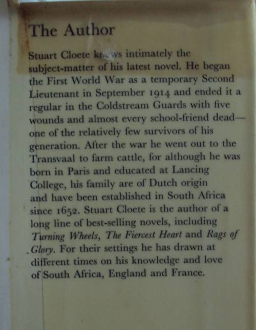2 Stuart Cloete Books: How Young They Died and A Victorian Son An Autobiography