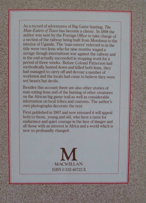 The Man-Eaters of Tsavo Colonel J H Patterson
