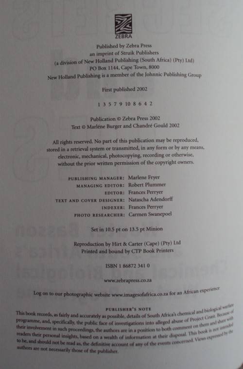 Secrets and Lies Wouter Basson and South Africa`s Chemical and Biological Warfare Programme