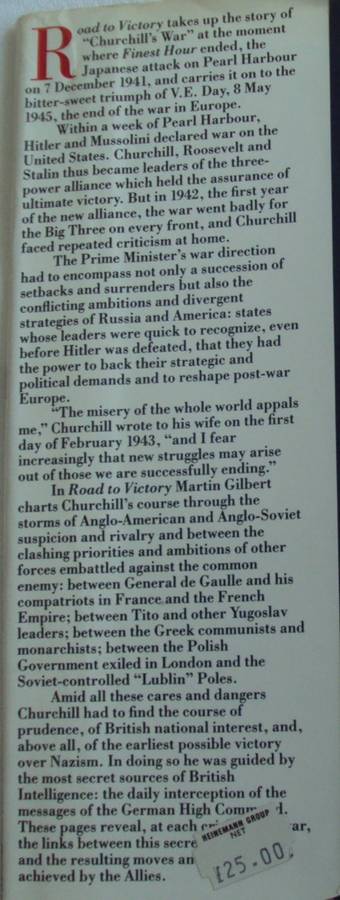 Road to Victory Winston S Churchill 1941 - 1945 Martin Gilbert