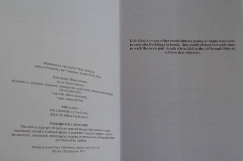 How South Africa Built Six Atom Bombs and Then Abandoned its Nuclear Weapons Program Al J Venter