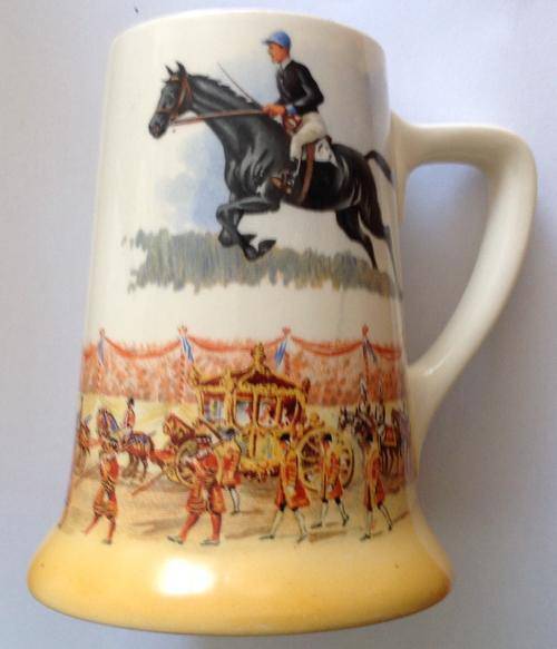 Scarce: Royal Doulton 1937 King George VI Coronation Year Grand National "Royal Mail" Tankard