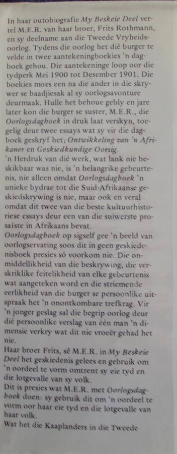 Oorlogs Dagboek van n Transvaalse burger te velde 1900-1901