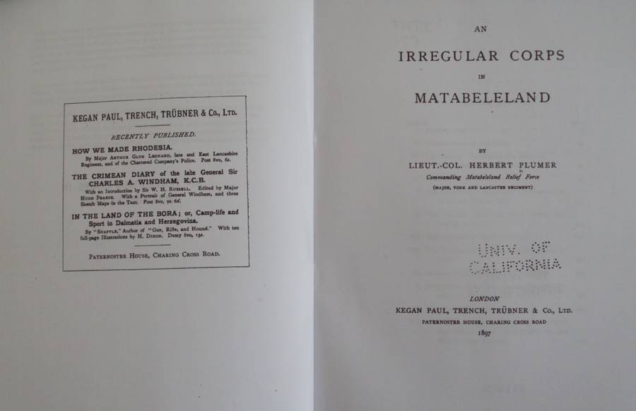 An Irregular Corps in Matabeleland  Scholars Choice  Author: Lieut. Col Herbert Plumer