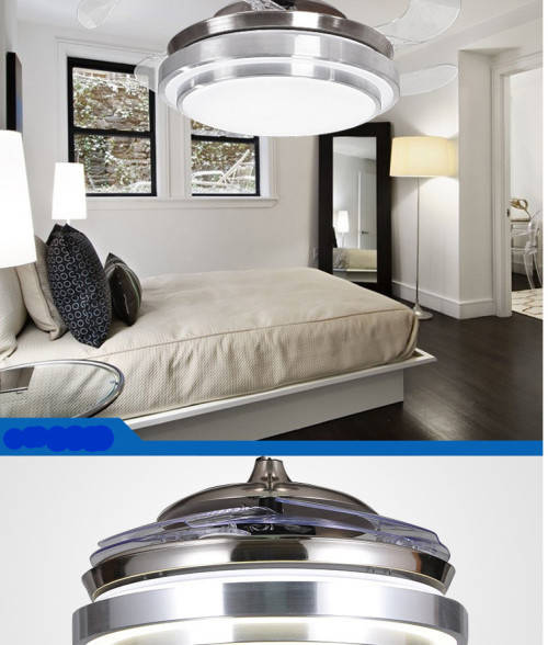 Modern simple stealth fan lights living room bedroom restaurant lights crystal ceiling fan remote co