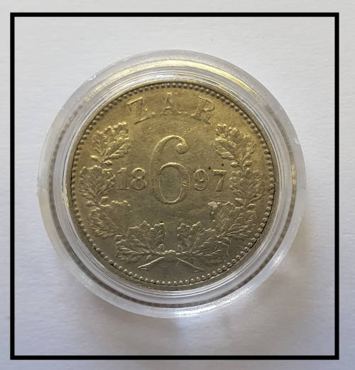 ZAR 6 D 1897,  (Coin in Capsule),  Only 220 000 Minted, As per photo