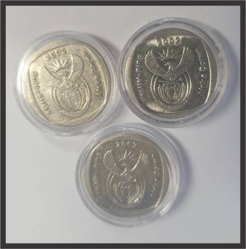 2002 R1 Johannesburg World Summit Coins // Circulated  // In Capsule // Good condition // 3 Coins