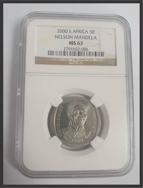 2000 SA Nelson Mandela R5 // NGC MS 63 // See pictures of Actual Coin