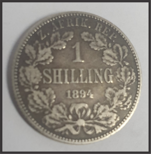ZAR 1894 1 Shillings Only 366 000 Minted picture of actual coin