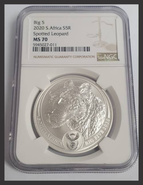 SCARCE!!! 2020 BIG 5 `Leopard` SILVER Top Grade NGC MS 70