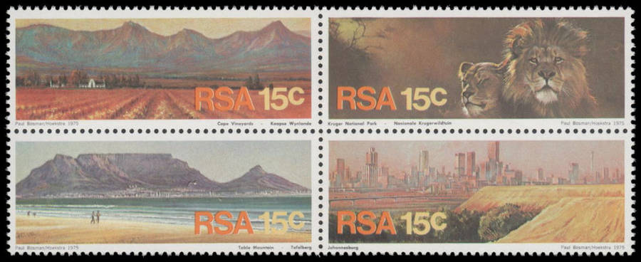 Republic of South Africa. 1975 Tourism.  The C Combination - only 8 blocks per sheet.  Very fine UM.