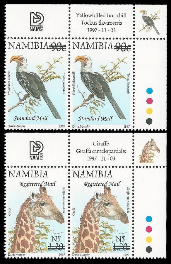 Namibia. Complete set of 9.  2007 Definitive Surcharges.  Cat.value R2 100-00.  Unmounted mint.