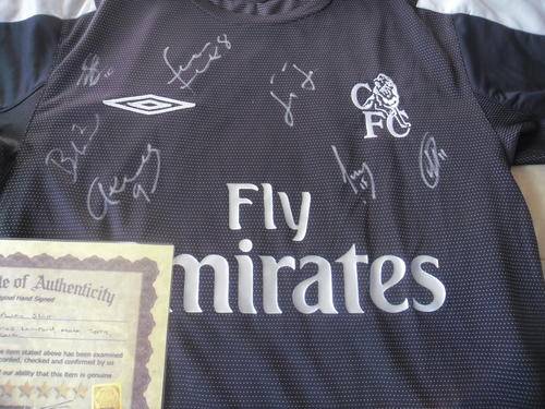 Chelsea away signed soccer football shirt + COA