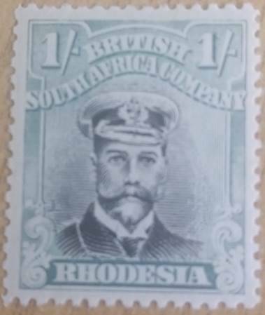 Rhodesia - British South African Company 1/- Admiral MH - Black & Greenish Blue SG248