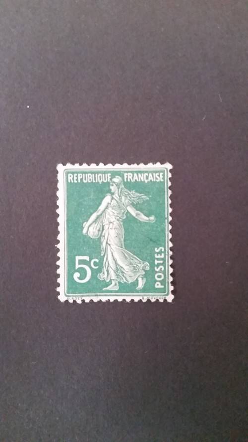 FRANCE 1907 5 Cents Deep Green "Semeuse" SG 331 MINT / MOUNTED