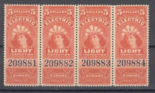 CANADA- 1897-SUPERB AND VERY SCARCE QV 5 DOLLARS LIGHT INSPECTION STRIP