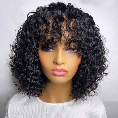 Brazilian Human Hair Waterwave Wig with Fringe -SALE - 10 Inches ** PLEASE READ **