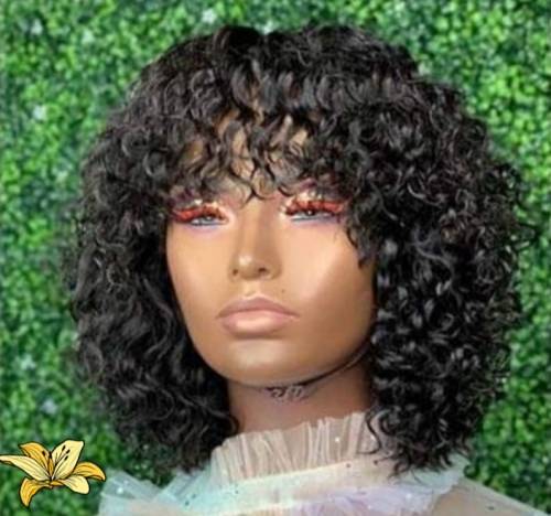 Brazilian Human Hair Waterwave Wig with Fringe -SALE - 10 Inches ** PLEASE READ **