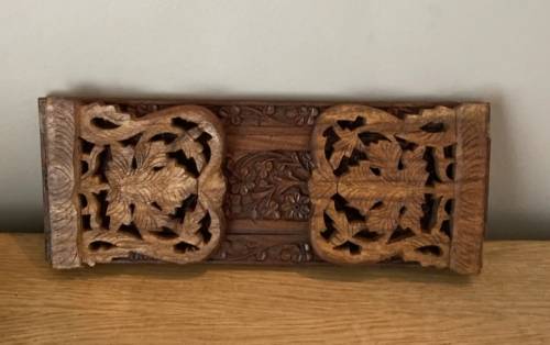 Vintage Indian Hand-Carved Extendable Sliding Book Rack / Stand