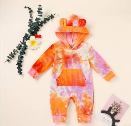 Cute tie die valvet babygrow