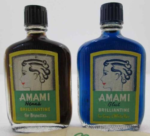 Vintage Amami Hair Dye: Henna Brilliantine For Brunettes & Blue Brilliantine For Grey & White Hair