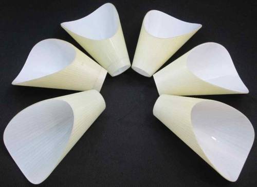 6X Lovely Vintage Pale Yellow Glass Lampshades - 10cm/15cm