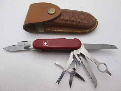 Wenger Delemont Swiss Army Multi-Tool Knife + Leather Belt Pouch