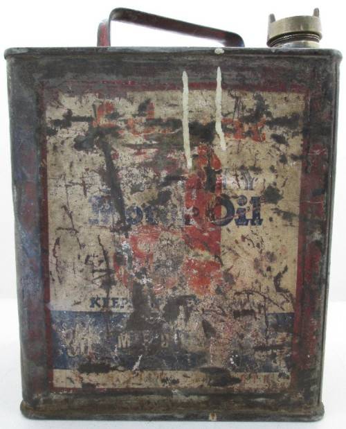 Old & Battered Mobil Oil Tin - 32cm/24cm/14cm