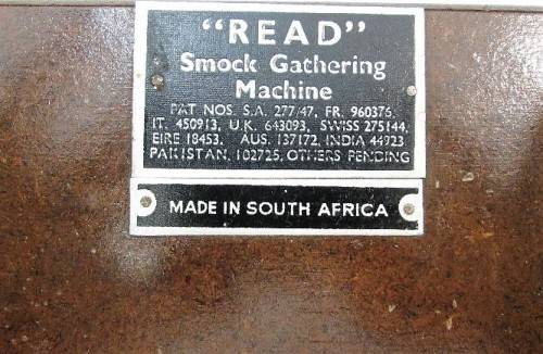 Read Smock Gathering Machine, Made In South Africa
