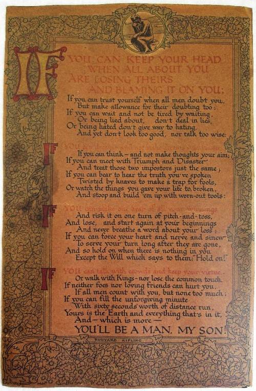 Vintage Rudyard Kipling Poem Print - 31,5cm/20,5cm