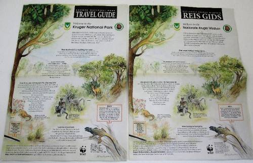 Kruger National park Travel Guide + Nationale Kruger Wildtuin Reis Gids - 2X Fold -Out Pages Each
